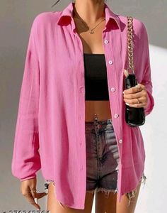 Pink Collared Button-Up Shirt