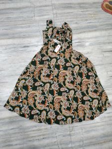 Elegant Green Paisley Print Dress