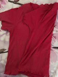 Red Ribbed Top