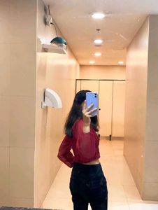 Red Sheer Sleeve Top