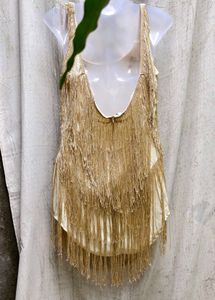 Gold Fringe Party Dress