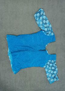 Blue Embellished Kurti Top