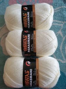 Set Of 3 Cream Color Oswal Knitting Yarn