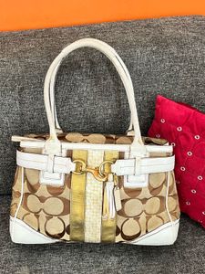 Authentic coach Canvas Leather Shoulder bag