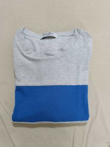 Men White Blue Sweatshirt/Sweater