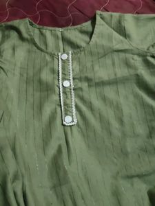 Green Striped Kurta