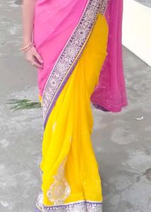 Pink &amp; Yellow Saree