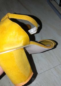 Yellow Velvett Sandals UK Size -4