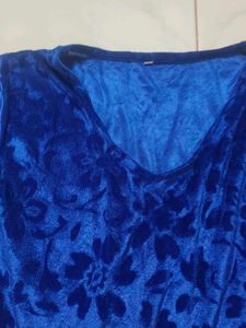 Royal Blue Velvet Dress Trendy Women Attractive.