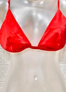 Red Satin Bikini 👙 Top