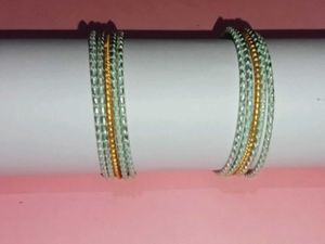 Silver &amp; Gold Print Bangle Set