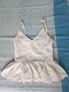White Peplum Top