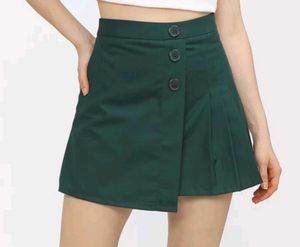 Green Asymmetrical Mini Skirt