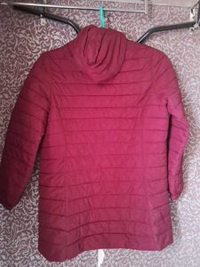 Burgundy Quilted Puffer Jacket