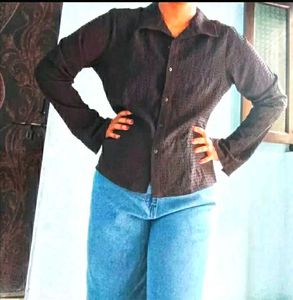 Black Slim fit Classic Casual  Shirt For Women