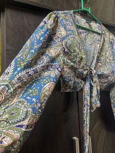 Paisley Print Tie-Front Top