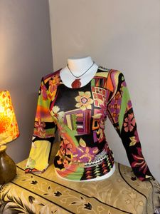 ✮⋆˙y2k Phoebe Buffay floral beaded top ✮⋆˙