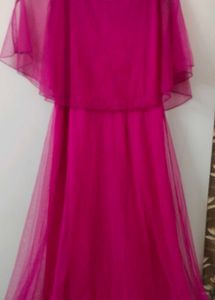 Hot Pink Tulle Overlay Dress