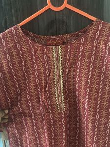Maroon Printed Kurta