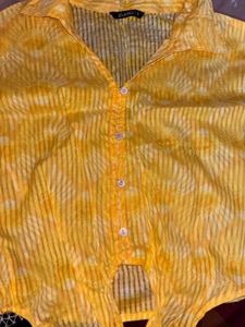 Yellow Tie-Front Top