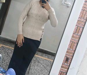 Nude Color Stone Work Woolen Top