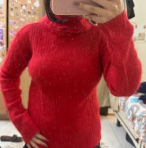 Red Knit Turtleneck Sweater