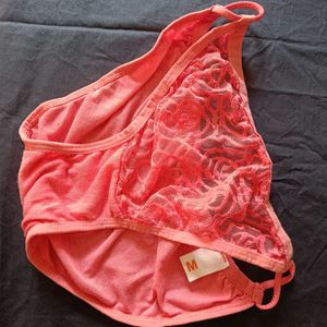 New Coral Lace Thong - Size M