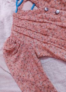 Peach Floral Print Dress