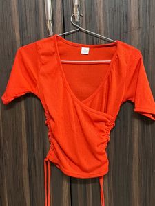 Cute Orange Wrap Top