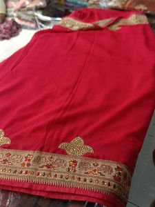 Red Embroidered Saree