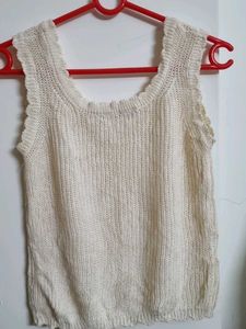Off White Netted Top