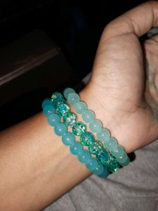Blue Bead Bracelet Set