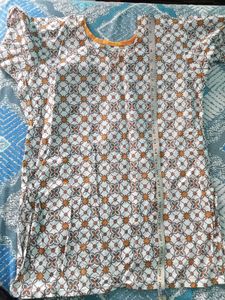 Beautiful Yellow And White Short Kurti