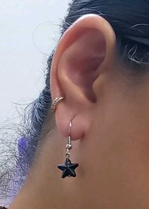 Handmade Black Star Earrings