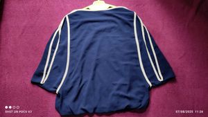 Navy &amp; Gold Embellished Blouse