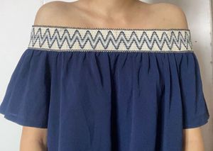Navy Elegance Off-Shoulder Top