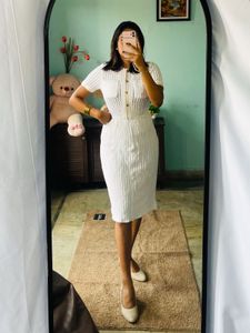 Elegant White Knit Dress