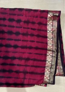 Maroon Tie-Dye Saree with Blouse