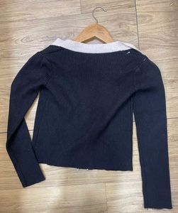 Black &amp; White Trim Crop Top