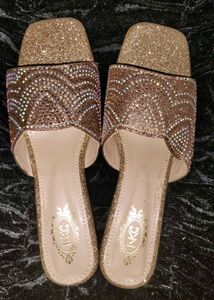 Gold Glitter Embellished Heels