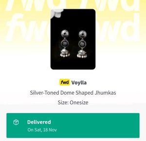 Voylla silver-toned Jhumka Earrings