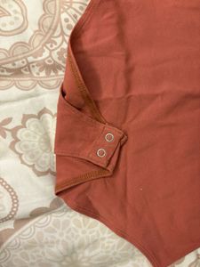 Forever21 Rust Sleeveless Mock Neck Bodysuit