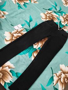 Frayed Hem Black Denim Pants