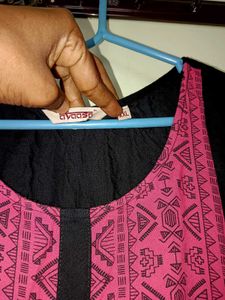 Black Dress with Pink Pattern