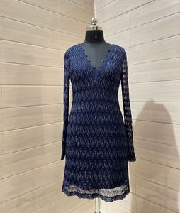 Party Navy Blue Lace Mini Dress