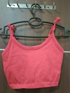 red solid tank top