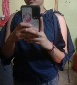 Stylish Blue Cold Shoulder Top