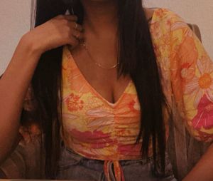 H&M floral drawstring top