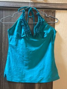 Teal Halter Tankini Top