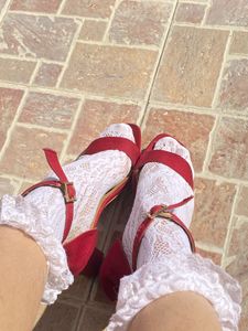 Red Suede Heeled Sandals